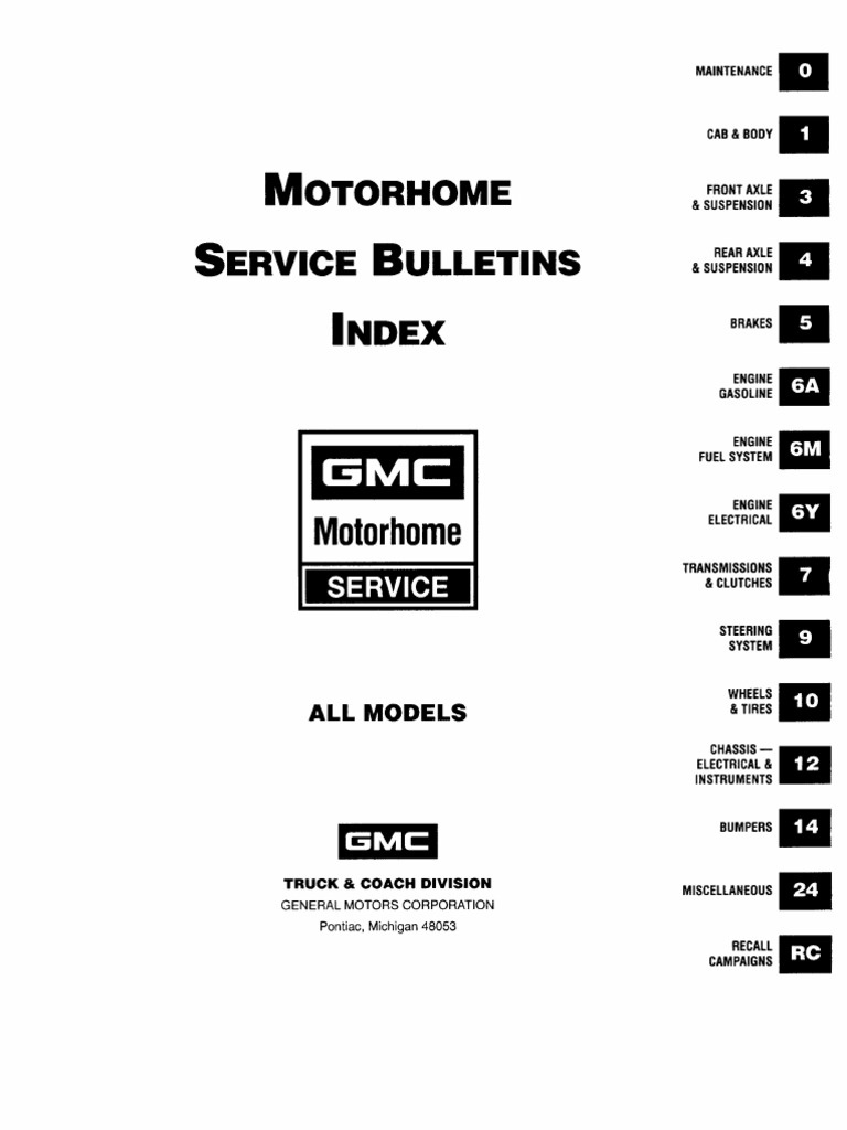 GMC Motorhome Service Bulletins | PDF | Suspension (Vehicle) | Refrigerator