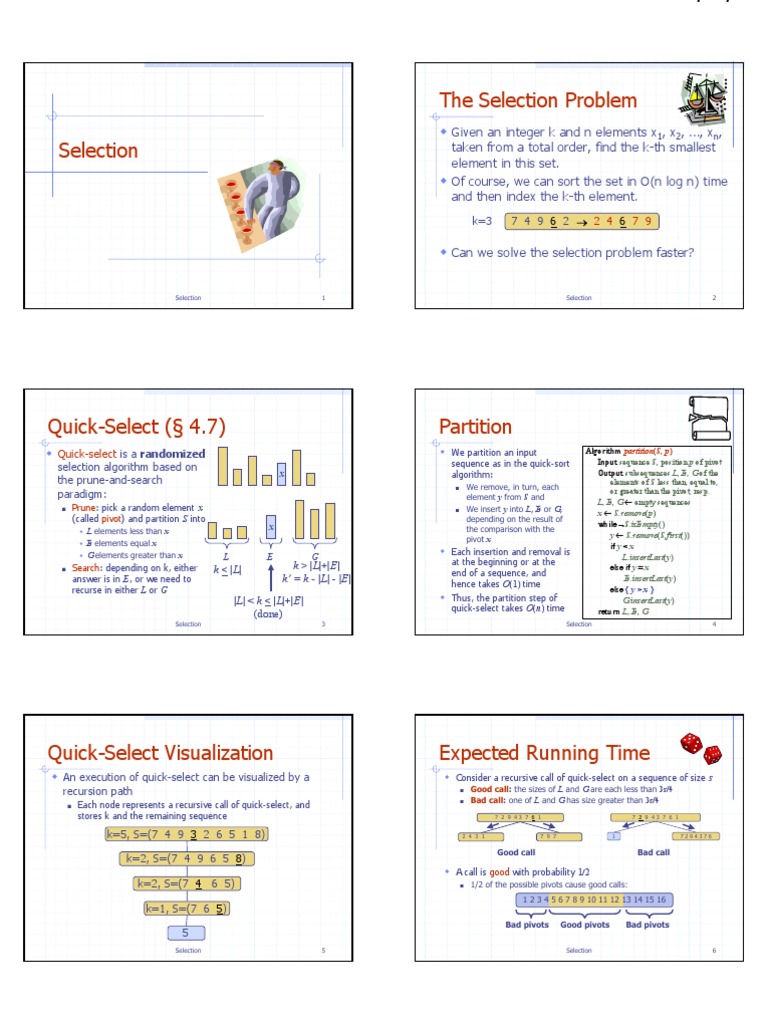 Quick-Select Algorithm for K-th Smallest Element | PDF