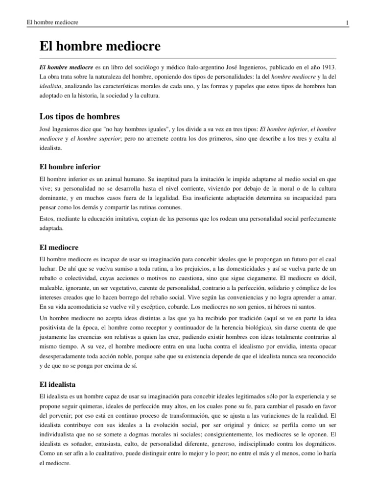 El Hombre Mediocre PDF Dogma Religión y creencia