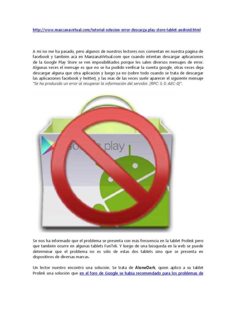 Corregir Error Play Store en Tablet | PDF | Google | Google Play