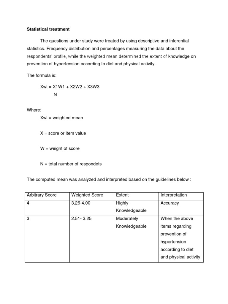 statistical treatment in a research paper