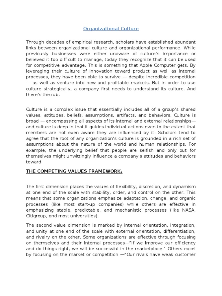 Organizational Culture | PDF | Organizational Culture | Leadership