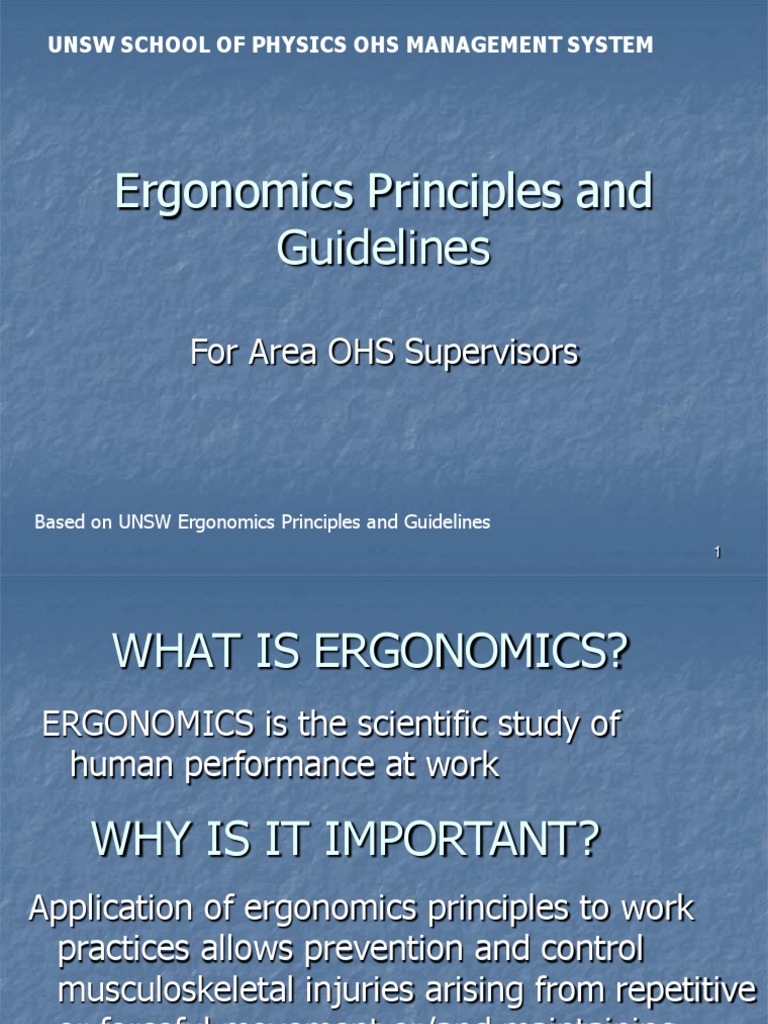 Ergonomics Guidelines for OHS Supervisors | PDF | Human Factors And ...