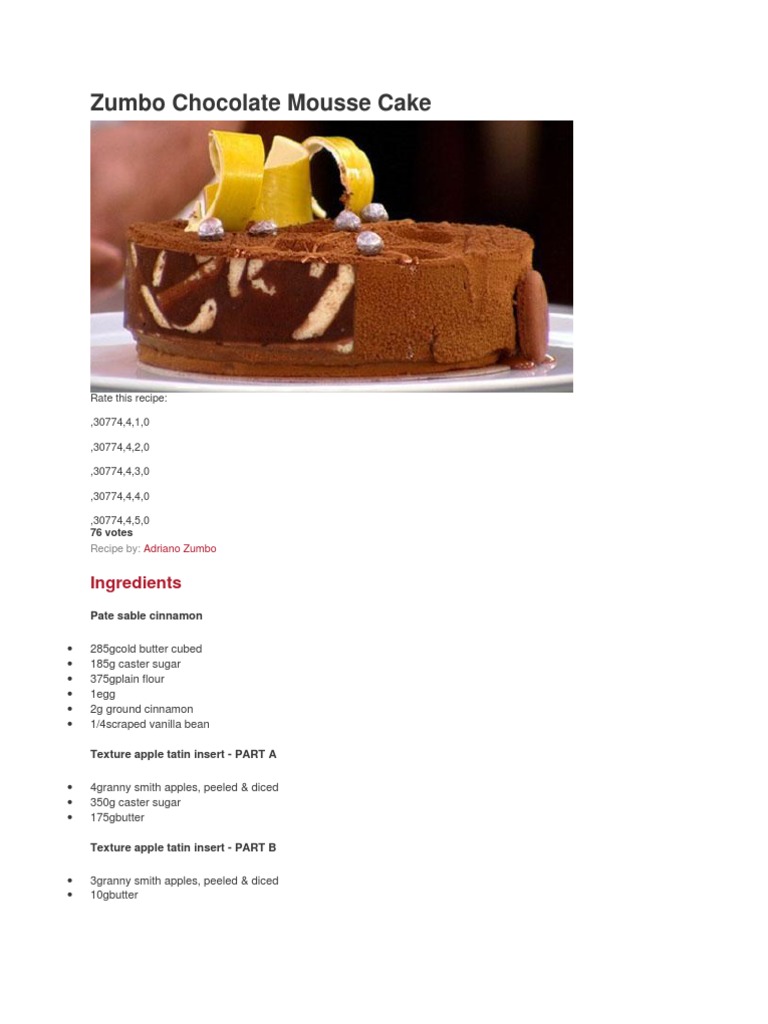 Zumbo Chocolate Mousse Cake | PDF | Chocolate | Baking
