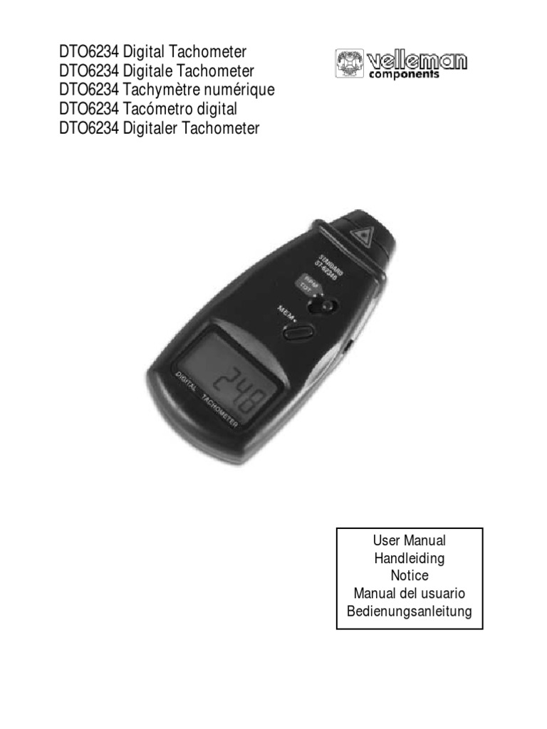 Digital Tachometer Manual | Equipment | Manufactured Goods