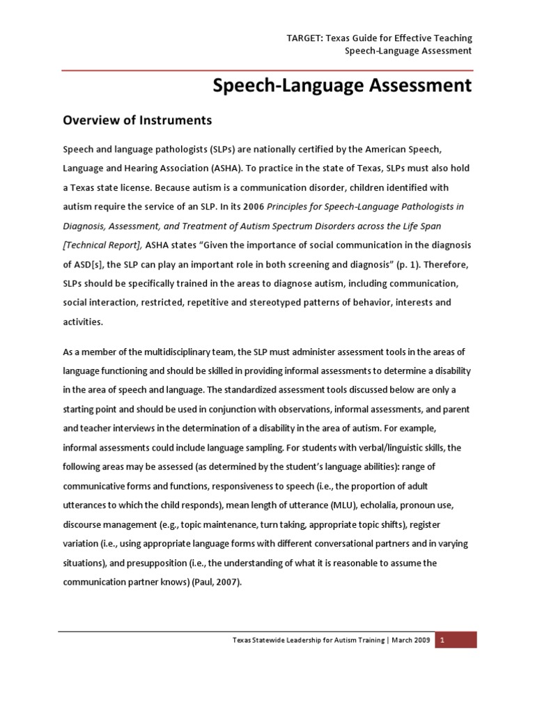 Autism SpeechLanguage | PDF | Autism | Autism Spectrum