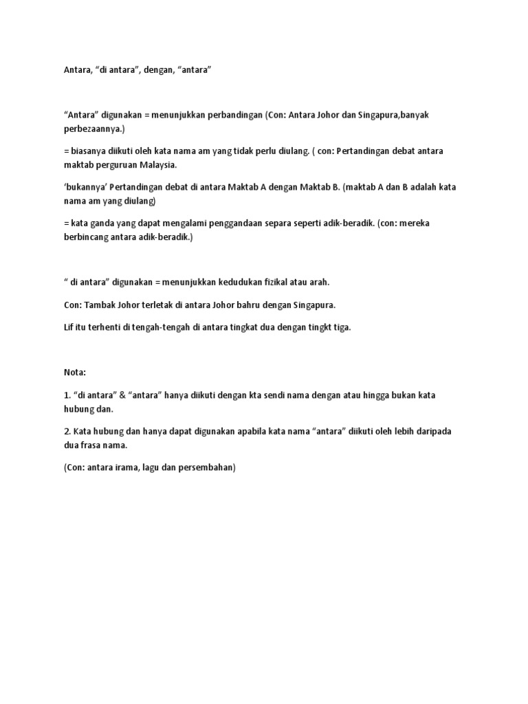 Penggunaan Antara Dan Di Antara Pdf