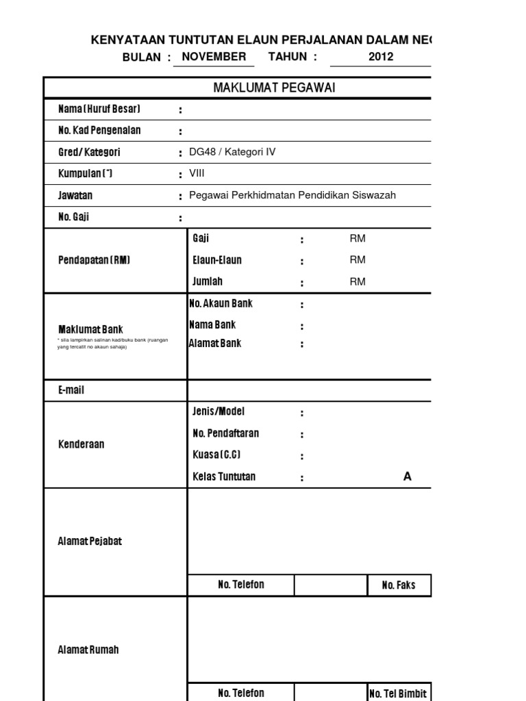 Contoh Borang T&T  PDF