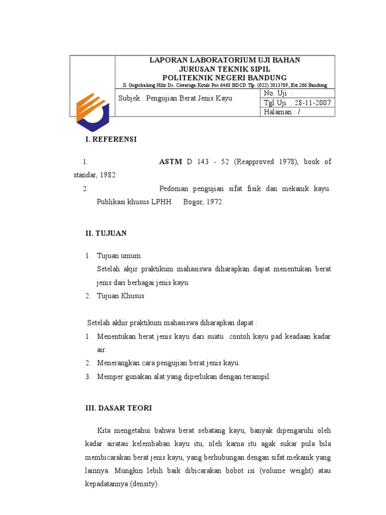 BERAT JENIS KAYU doc BERAT JENIS KAYU doc