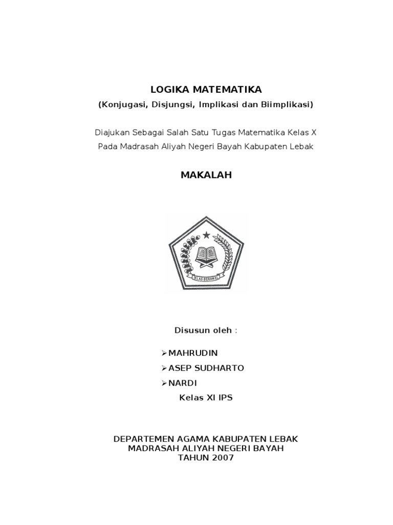 Makalah Logika Matematika Kelas XI | PDF