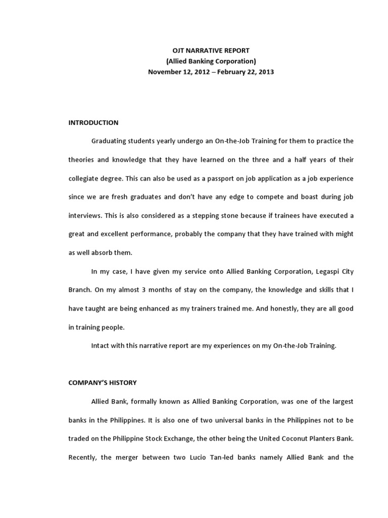 Job application narrative example