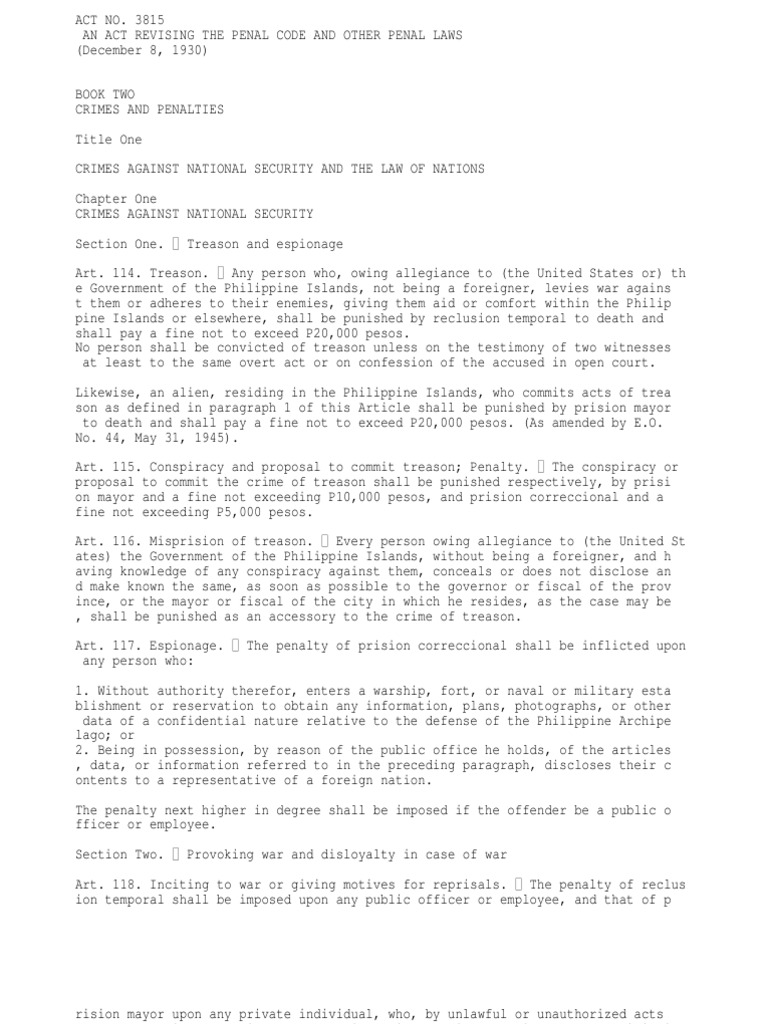 Revised penal code book 2 art 114 to 367 pdf treason forgery