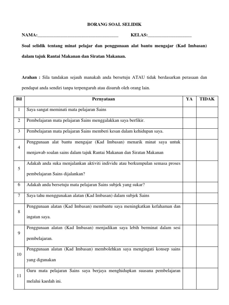 Borang Soal Selidik
