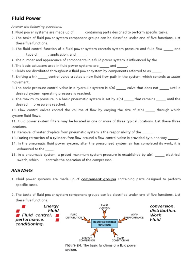 Fluid Power Question & Answer PDF Valve Actuator