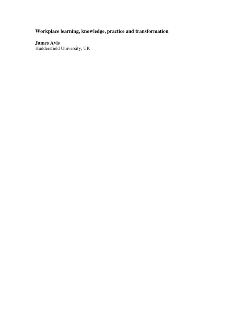 Workplace Learning and Knowledge Transformation | PDF | Capitalism ...