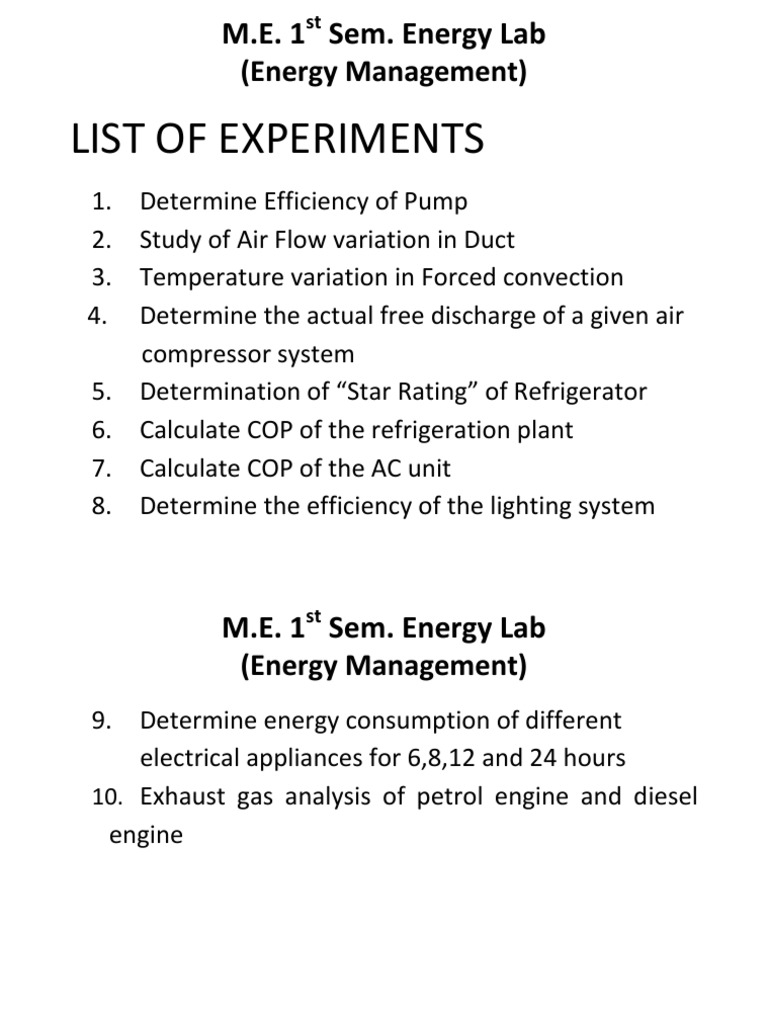 Energy Lab Experiments Overview | PDF | Science & Mathematics ...
