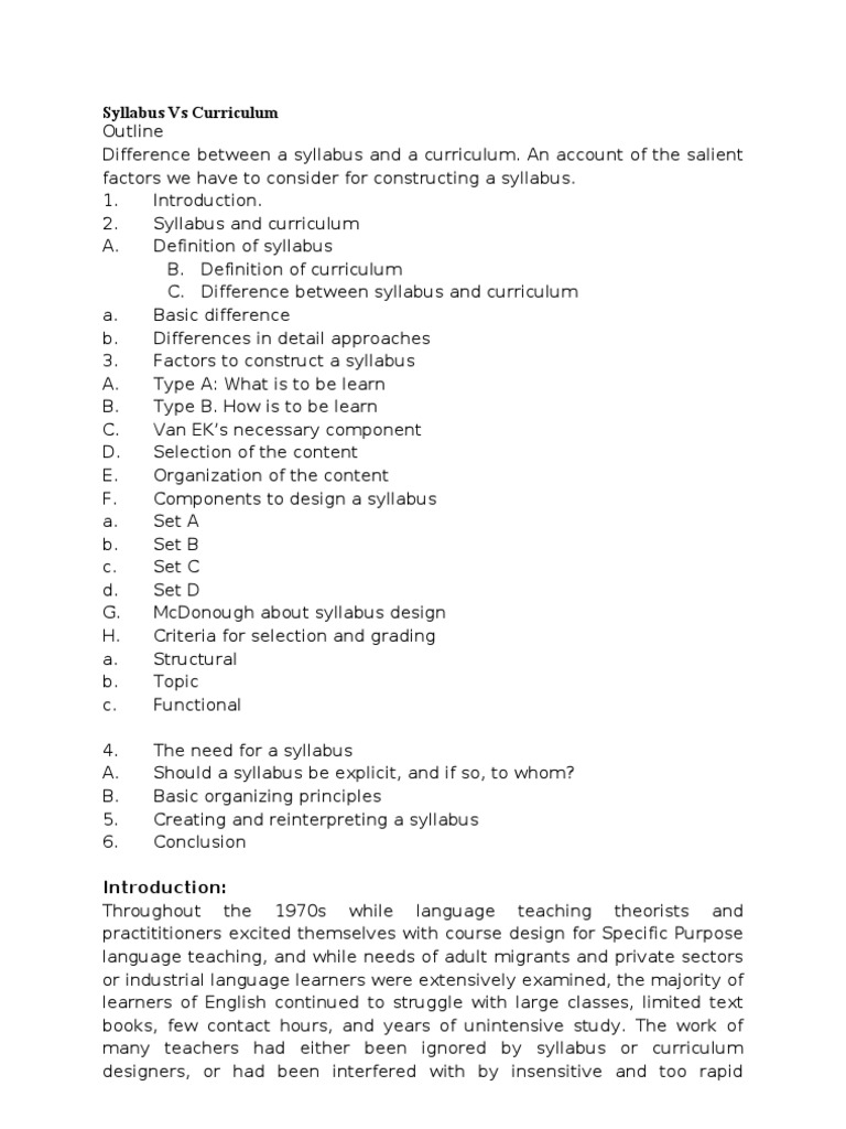 Syllabus vs Curriculum Explained | PDF | Career & Growth | Wellness