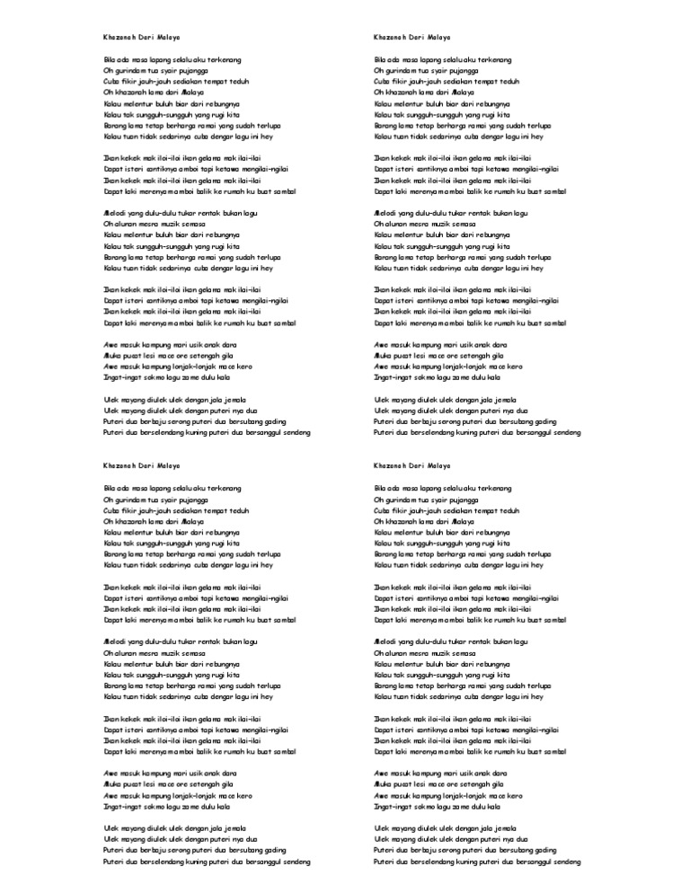 Lirik Khazanah Dari Malaya Pdf