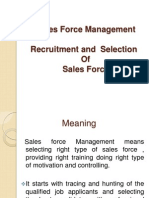 Sales Force Management: Recruitment and Selection