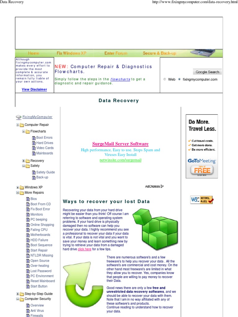 Data Recovery Co M Put Er Repair & Diagno ST Ic S Flowcharts