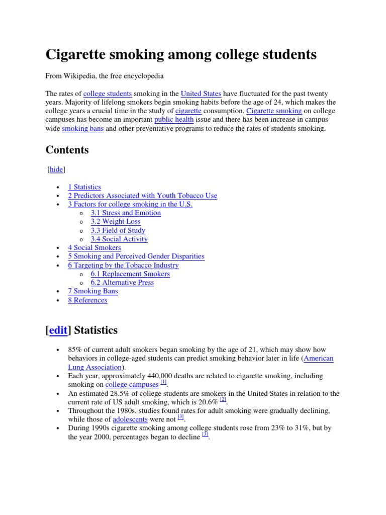 Cigarette Smoking Among College Students | PDF | Tobacco Smoking ...