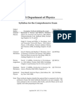 NUS Department of Physics: Syllabus For The Comprehensive Exam
