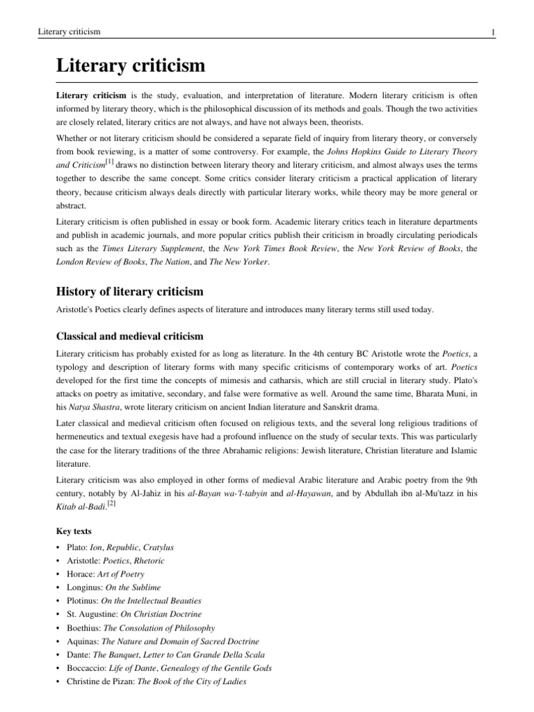 Literary Criticism Literary Criticism Philosophical Movements