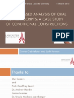 Corpus-Based Analysis of Oral Test Transcripts: A Case Study of Conditional Constructions