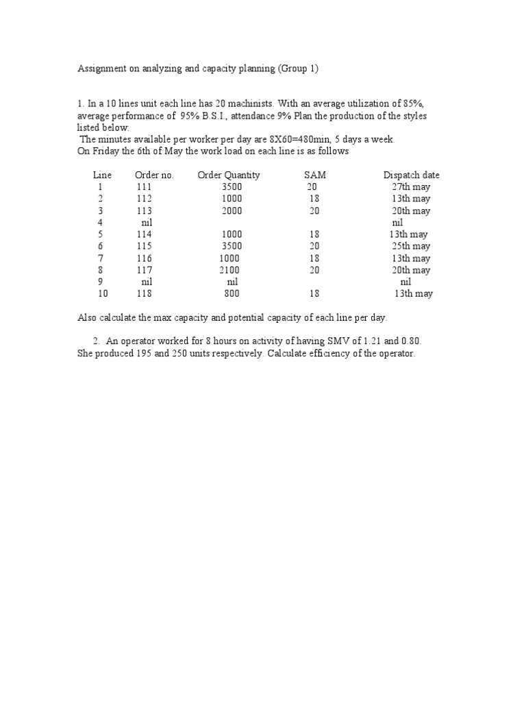 Capacity Planning and Efficiency Analysis | PDF