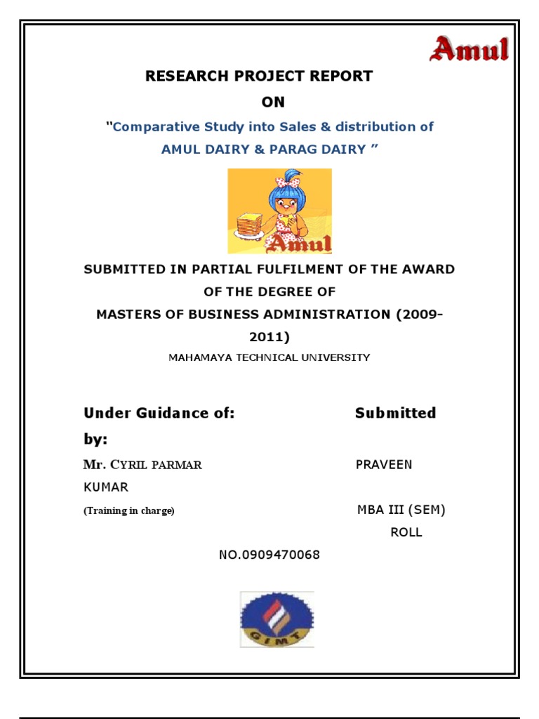 Project Report On Comparative Analysis of Amul With Other Brands | PDF ...