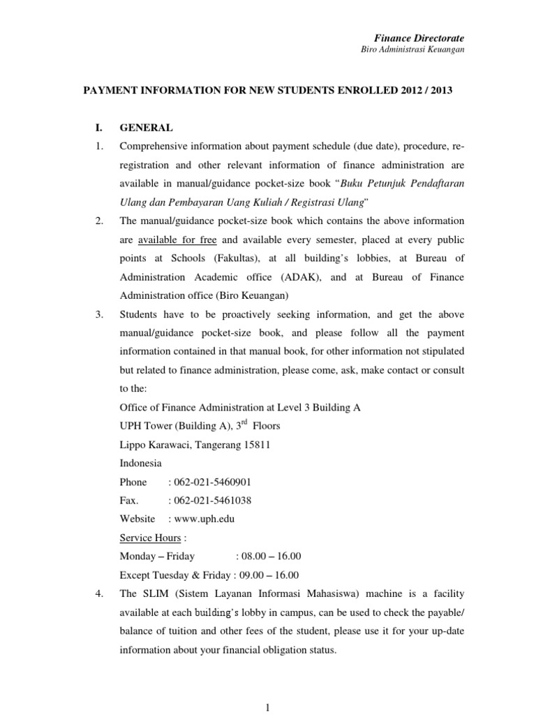 111 Payment Procedures For New Student 1208301356 | PDF