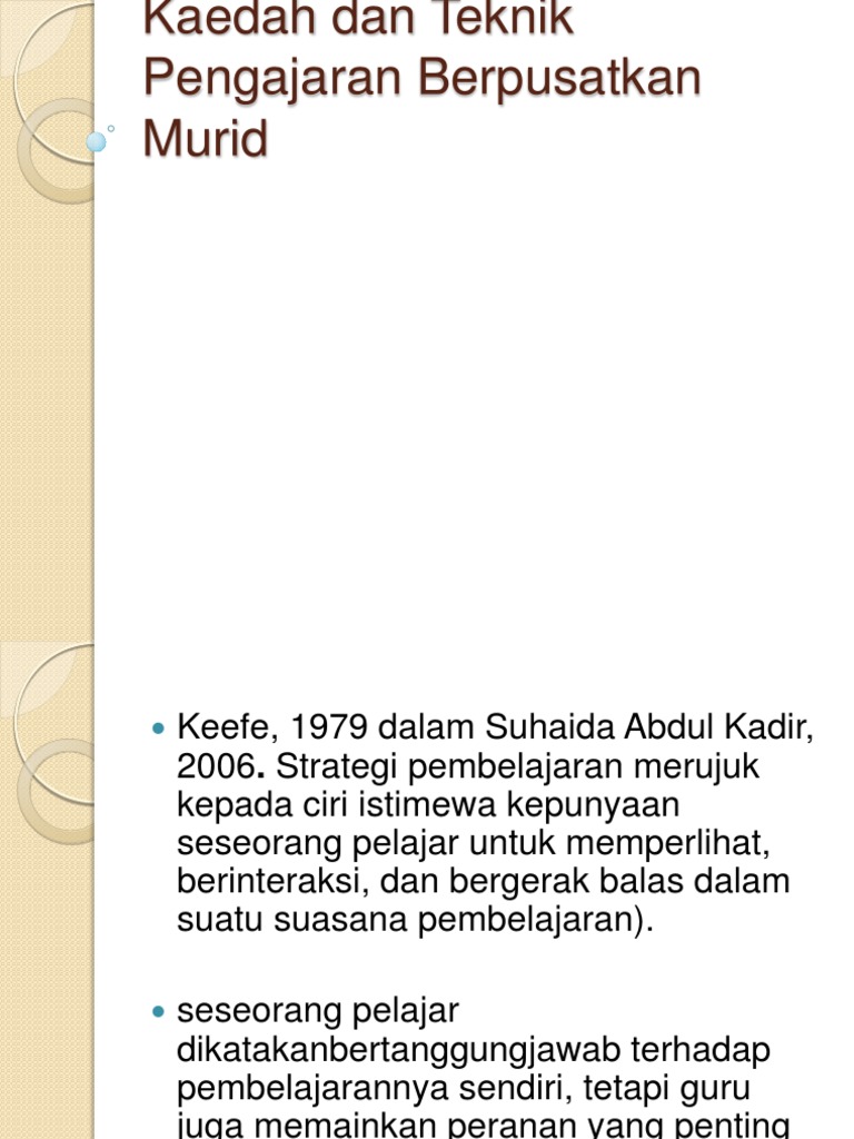 Kaedah Dan Teknik Pengajaran Berpusatkan Murid Pdf