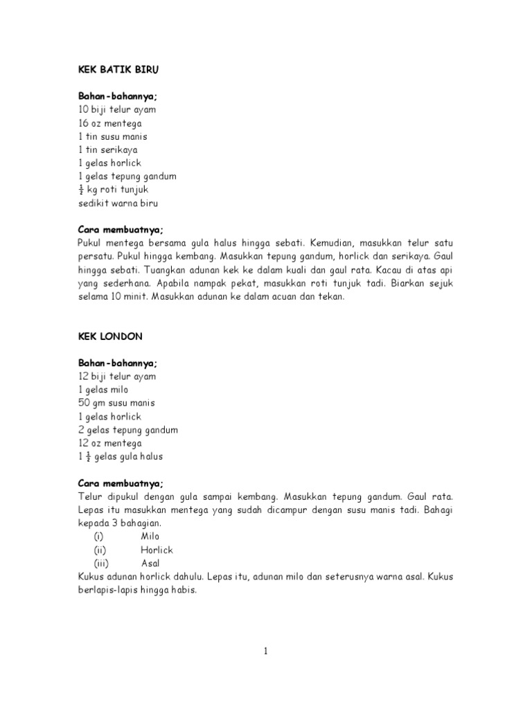 Koleksi Kek | PDF