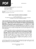 Download Debt Collector Disclosure Statement for Credit Card Same as One for PDF by Michael Plaster SN134508938 doc pdf