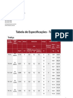 Tabela de Especificações - Treliça