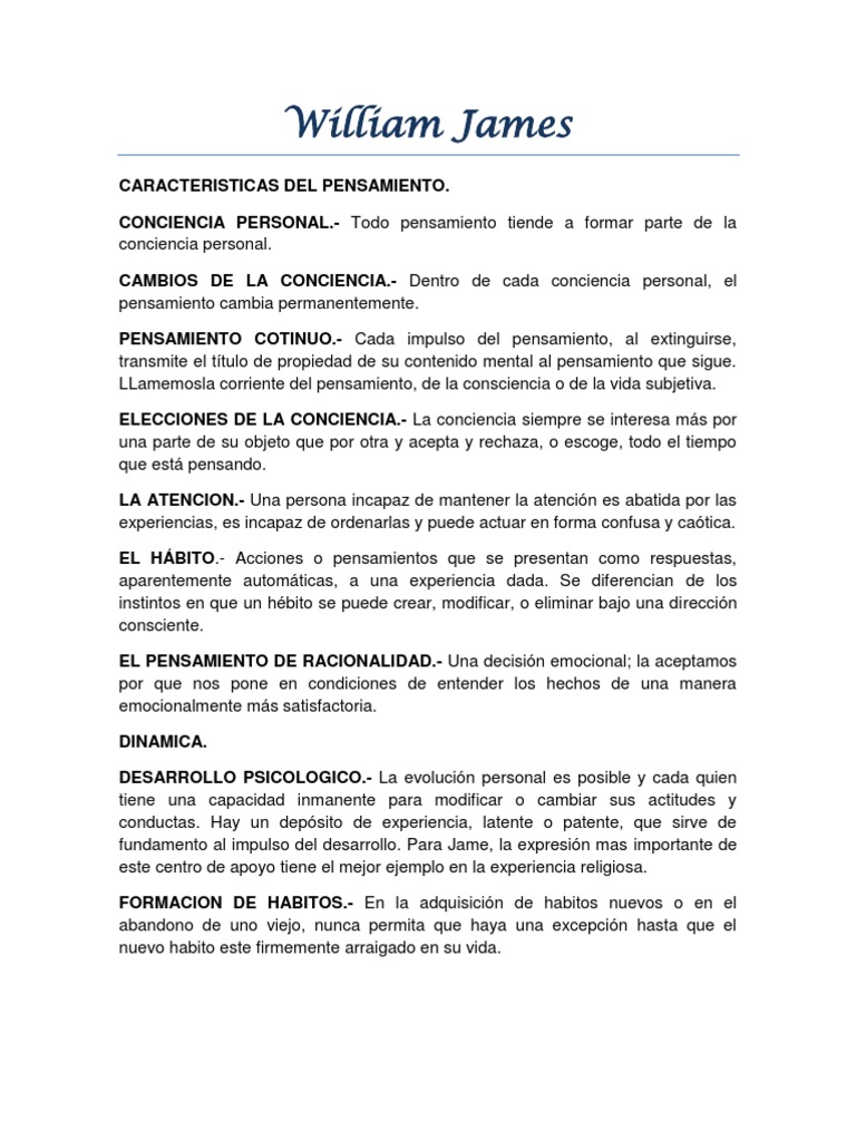 Emociones y atención en William James | PDF | Las emociones | Felicidad