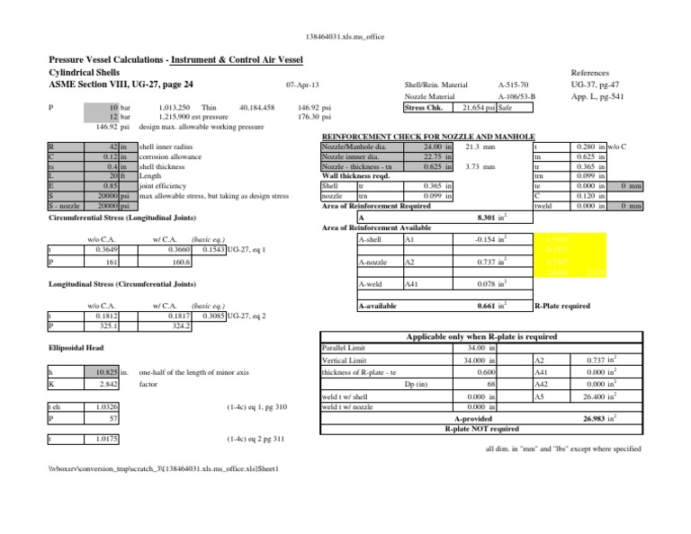 vessel design calculation excel mrmeagherrules
