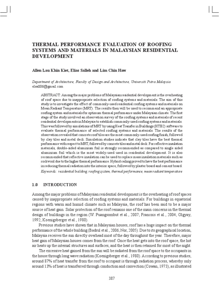 Thermal Performance of Malaysian Roofing | PDF | Building Insulation | Roof