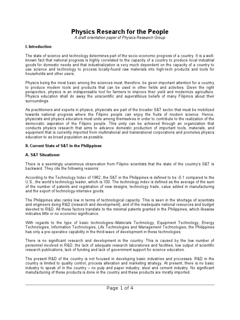 Science and Technology in the Philippines Past and Present Research