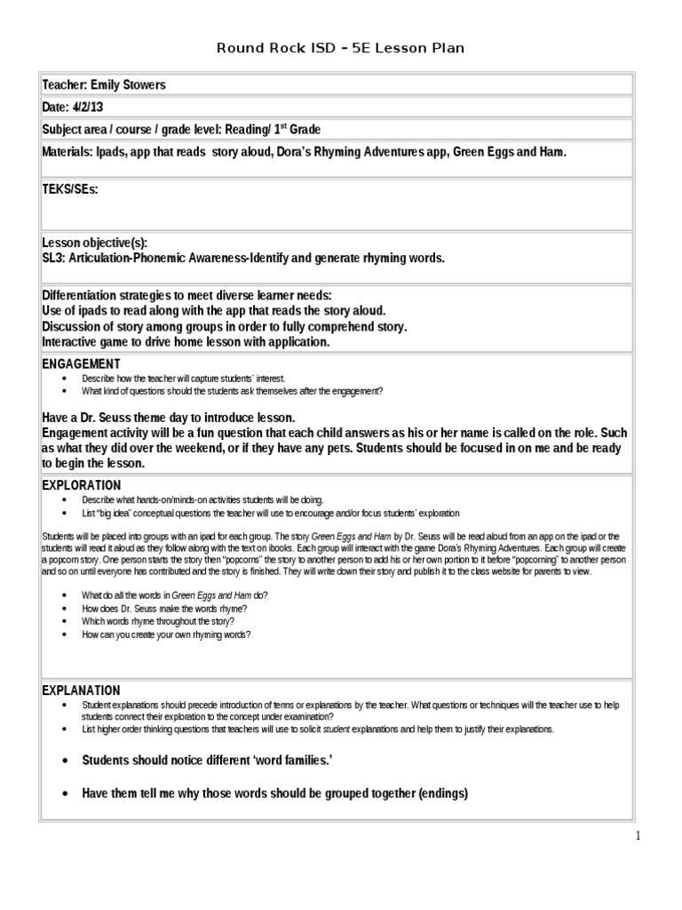 5e Lesson Plan Pdf Lesson Plan Pedagogy