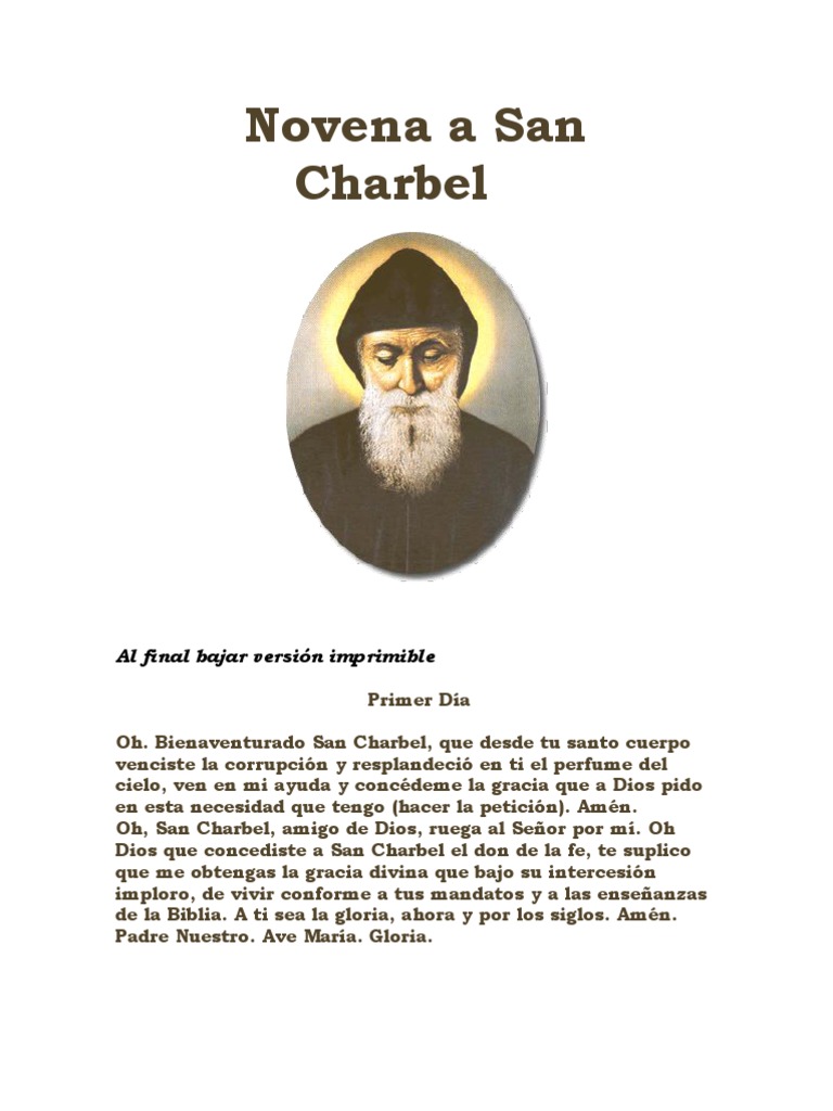 Novena a San Charbel orador del Señor Gracia divina