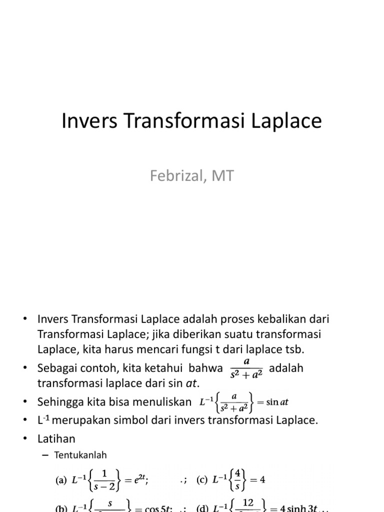 Invers Transformasi Laplace dan Contoh Soal | PDF | Seni & Disiplin Bahasa