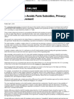 EU Draft Mandate Avoids Farm Subsidies, Privacy Highlights Procurement