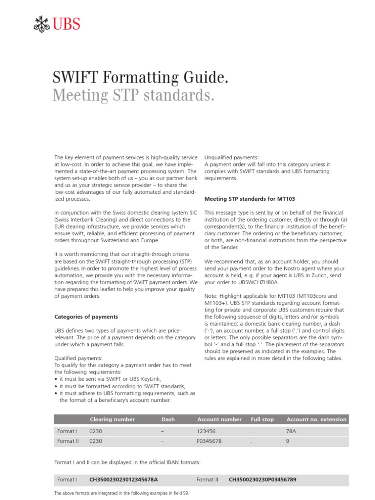 Swift Mt103 User Manual