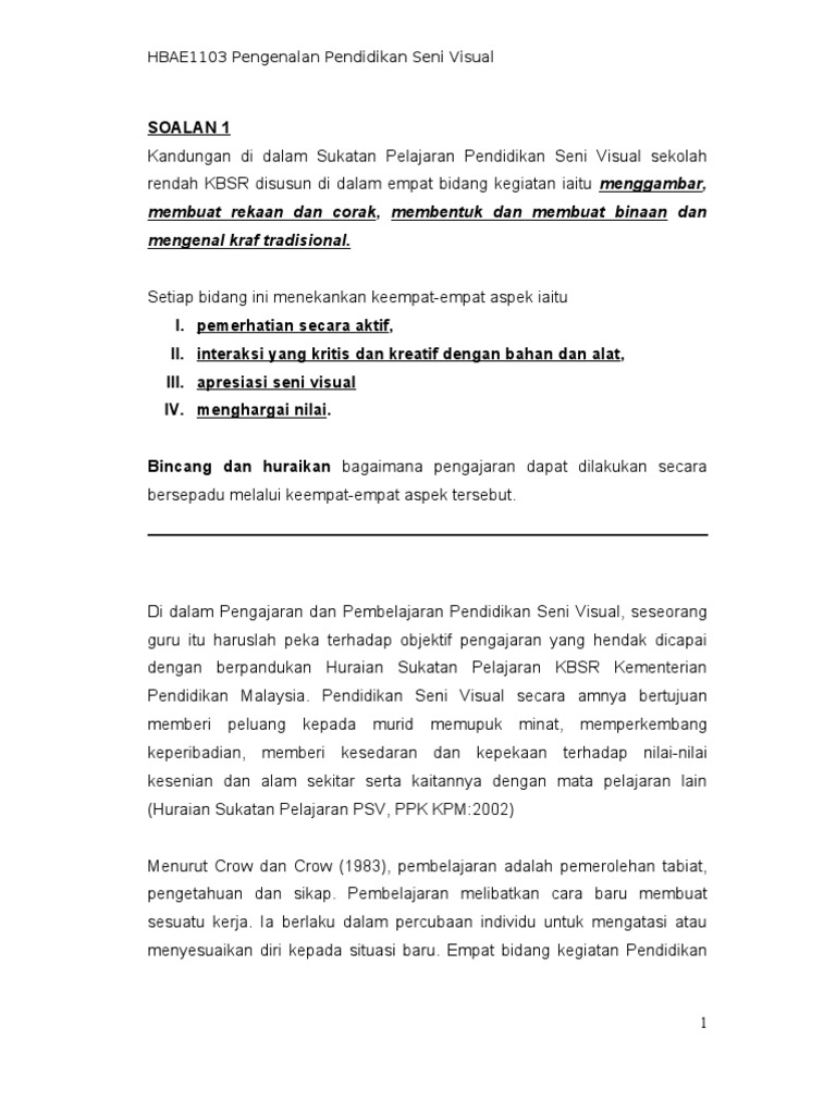 Pengenalan Pendidikan Seni Visual | PDF