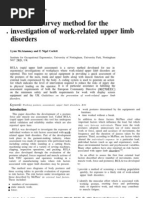 RULA: A Survey Method For The - Irwestigation of World-Related Upper Limb Disorders