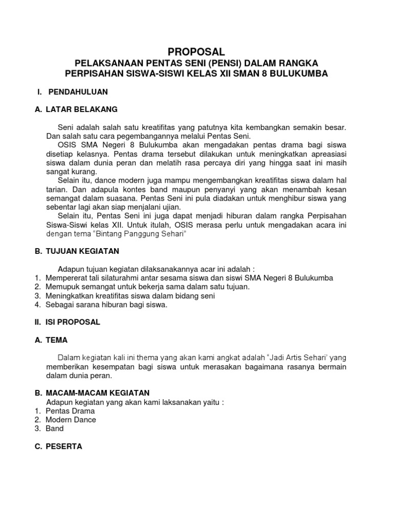 Proposal Pentas Seni