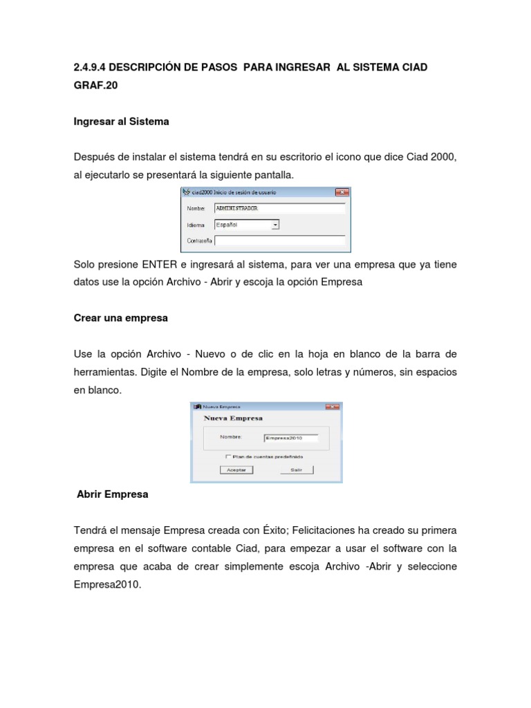 Ingreso y Configuración del Sistema CIAD | PDF | Contabilidad | Business
