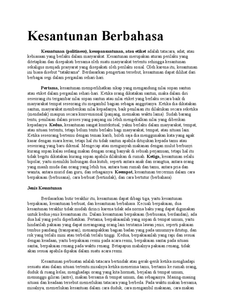 Kesantunan Berbahasa | PDF