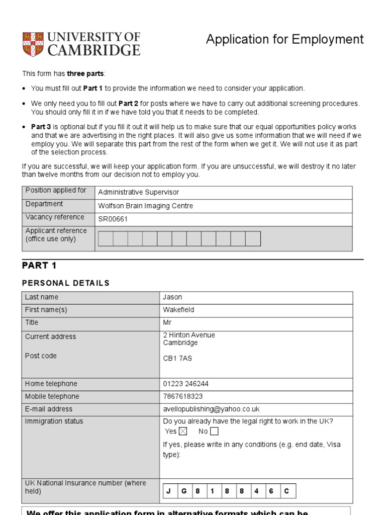 Application For Employment PDF Race And Ethnicity In The United